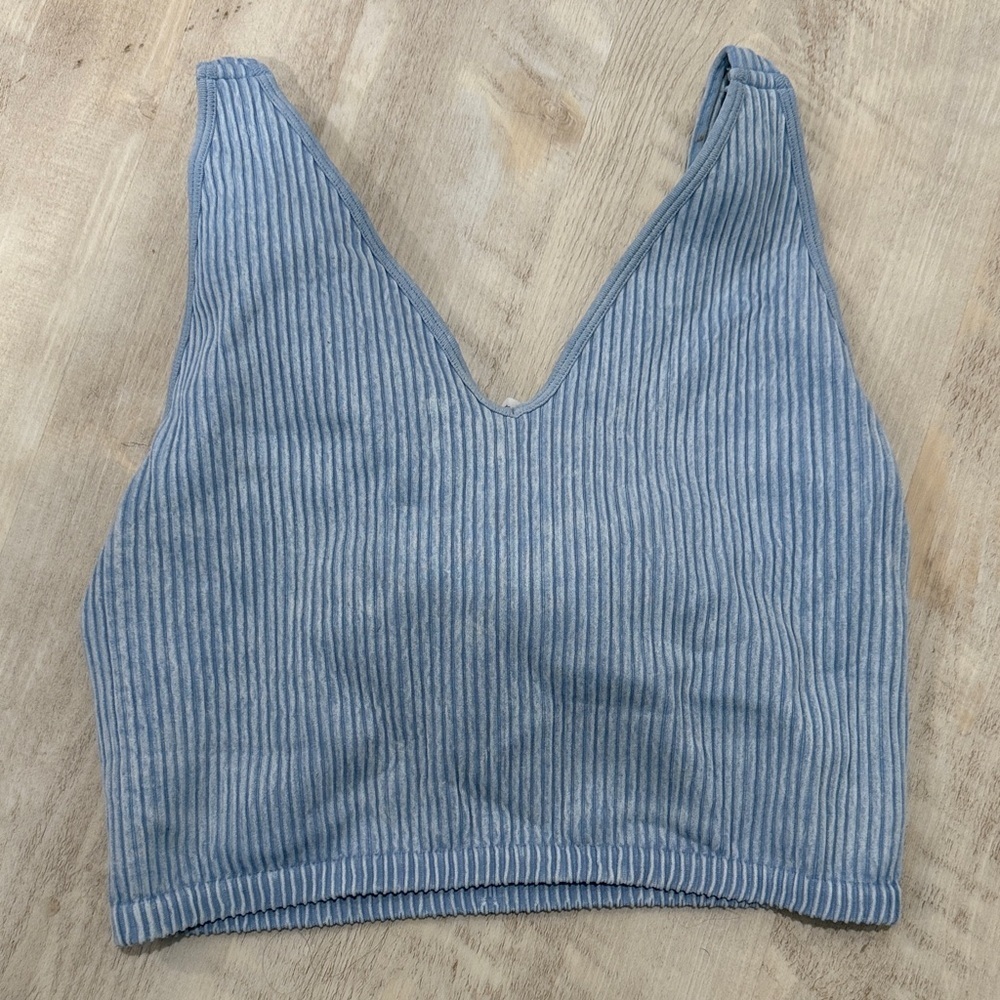 Blue Striped Women's Sports Bra